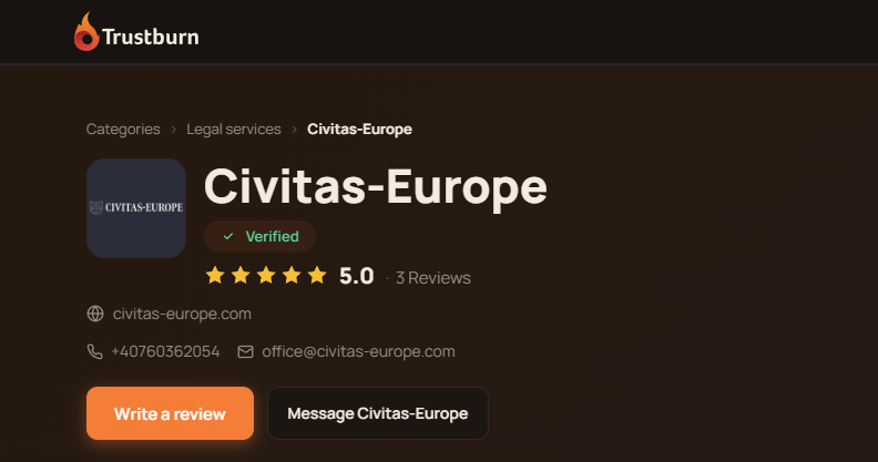 Отзыв о Civitas Europe на Trustburn